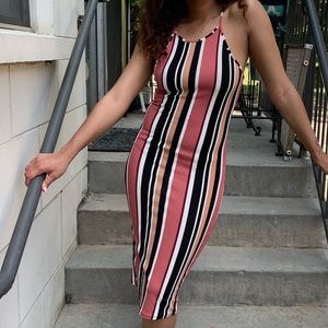 Striped multi color midi dress